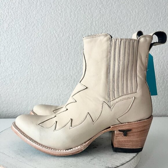 Lane CHELSEA Womens Cowboy Bootie 8 Western Pale Ivory Short Cowgirl Ankle Boots - Picture 5 of 14